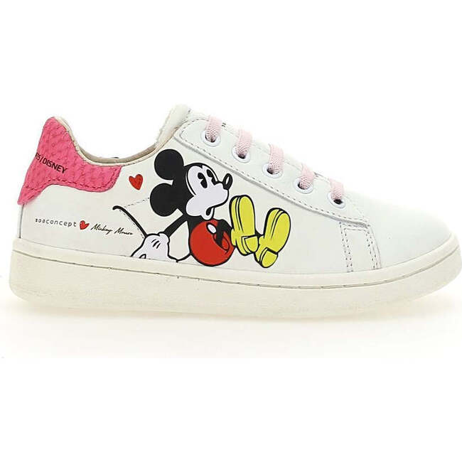 Mickey Pink Tab Sneakers, White