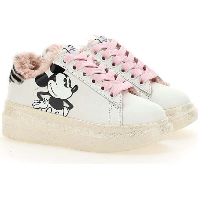 Trim Mickey Platform Sneakers, Pink