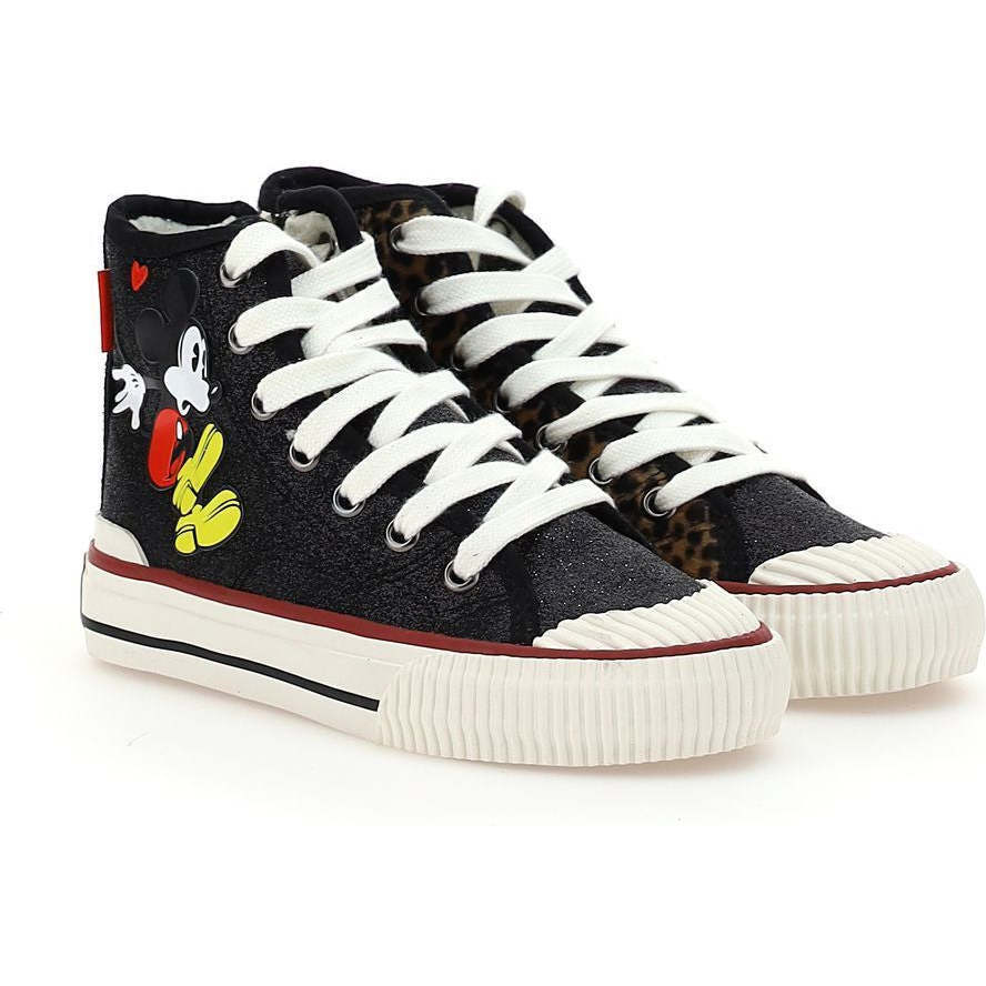 Mickey Leopard High Top Sneakers, Black - Sneakers - 1