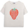 Strawberry Graphic T-Shirt, Gray - T-Shirts - 1 - thumbnail