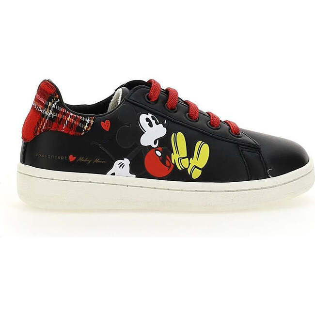 Mickey Plaid Tab Sneakers, Black - Sneakers - 2