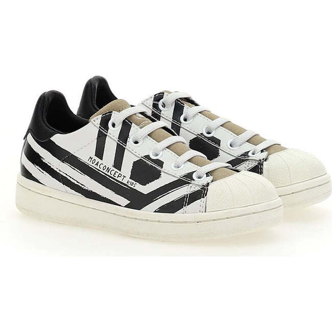 Striped Sneakers, White - Sneakers - 1