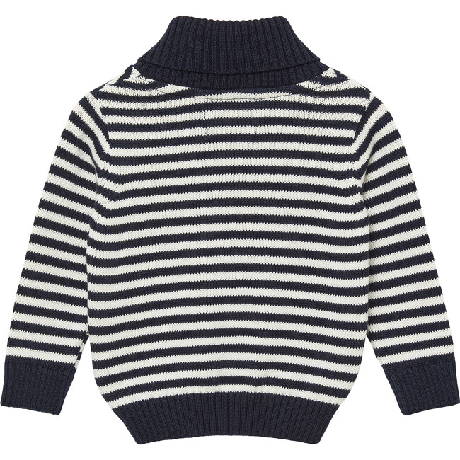Little Freddie Shawl Collar Jumper, Navy White Stripe - Jumpers - 2