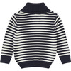 Little Freddie Shawl Collar Jumper, Navy White Stripe - Jumpers - 2