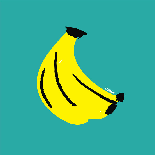 Banana Art Print, Teal