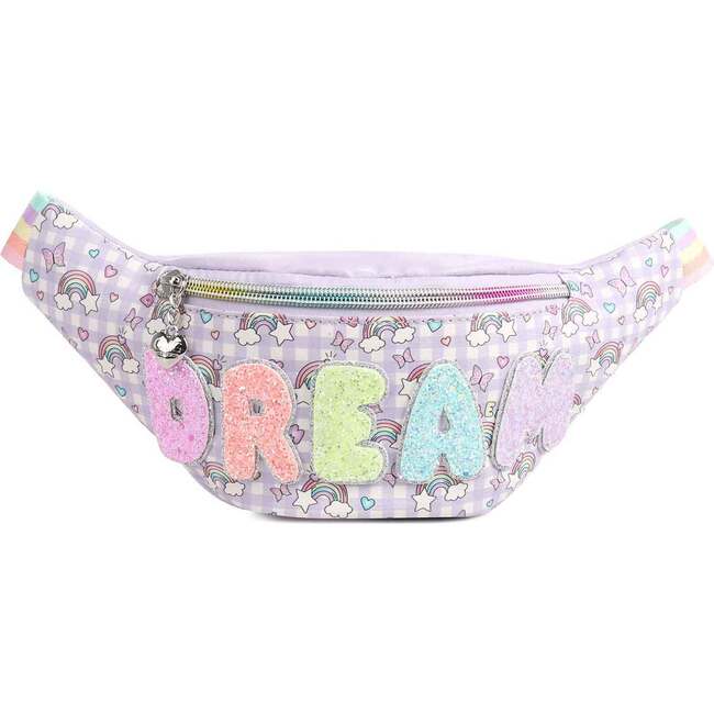 DREAM' Gingham Print Fanny Pack, Purple - OMG Accessories Bags | Maisonette