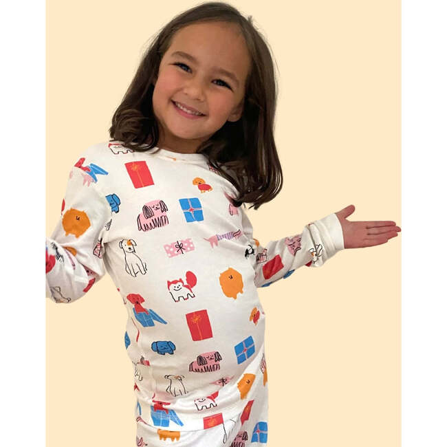 Puppy Party Print Pajama, Red & Blue