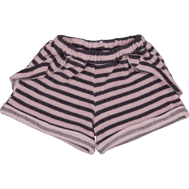 Striped Shorts, Mauve Pink and Black - Shorts - 1