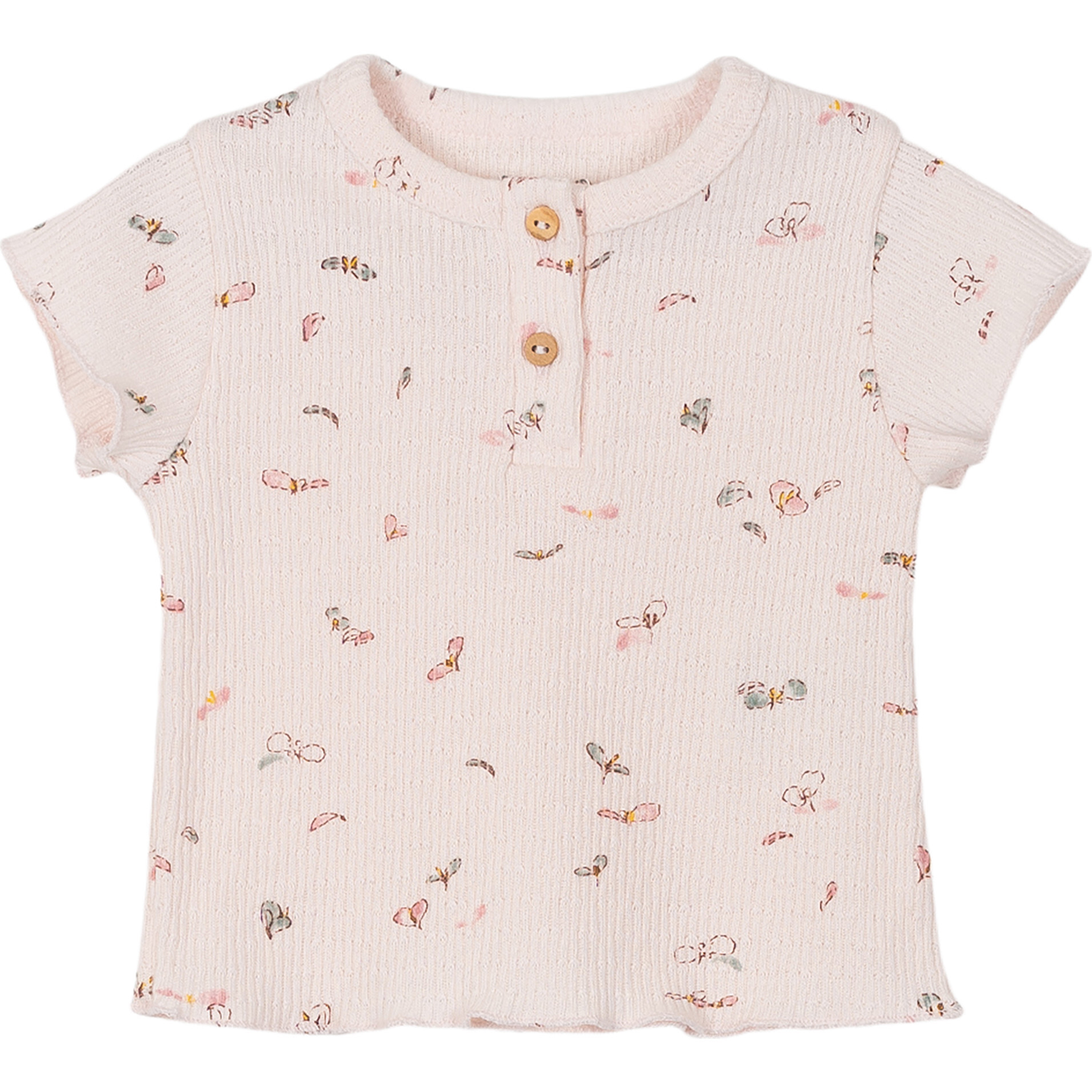 Knit Short Sleeve Top, Light Pink - Shirts - 1