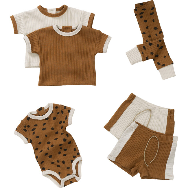 Printed Knit Onesie, Orange - Rompers - 2