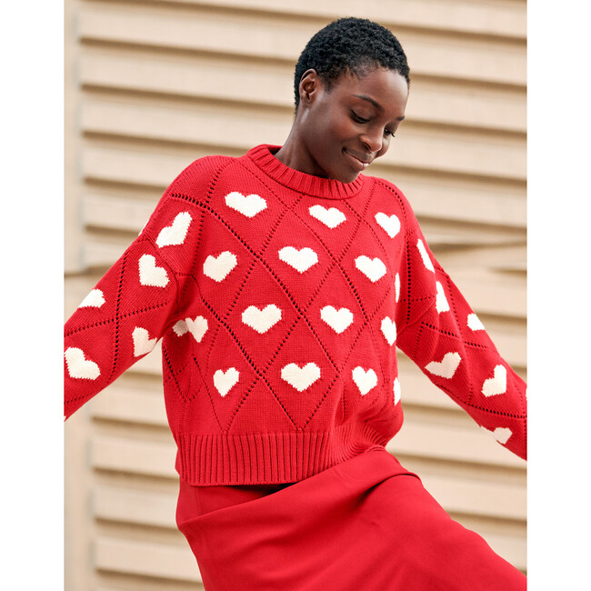 Women's Love Sweater, Red - Sweaters - 2