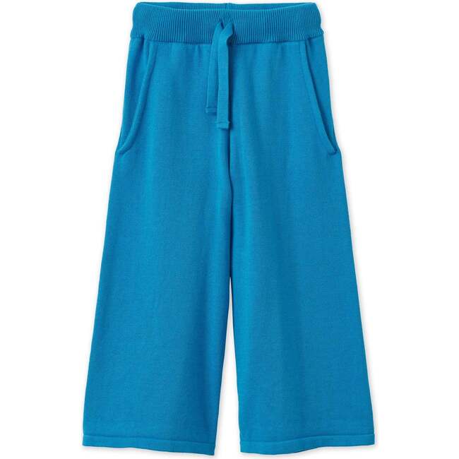 Organic Cotton Knit Wide Leg Trousers, Archipelago Blue - Pants - 1