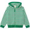Organic Cotton Knit Cardigan, Green and Ecru Stripe - Cardigans - 1 - thumbnail