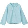 Long Sleeve Organic Cotton Woven Peter Pan Collared Shirt, Sky Blue With Natural Mineral Dye - Shirts - 1 - thumbnail