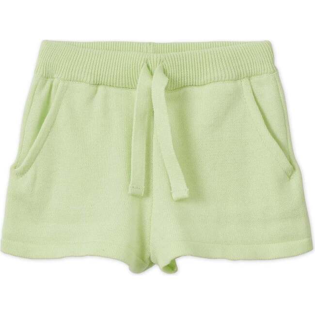 Organic Cotton Knit Shorts, Light Green - Shorts - 1