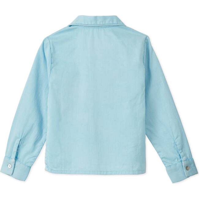 Long Sleeve Organic Cotton Woven Collared Shirt, Sky Blue