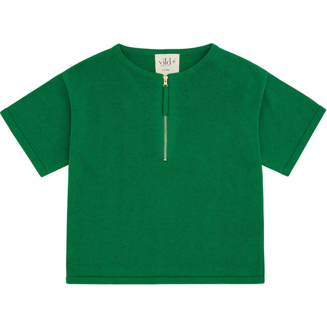 Organic Cotton Knit Kimono Shirt, Green
