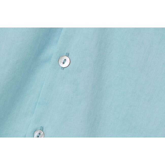 Long Sleeve Organic Cotton Woven Peter Pan Collared Shirt, Sky Blue With Natural Mineral Dye