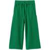 Organic Cotton Knit Wide Leg Trousers, Green - Pants - 1 - thumbnail