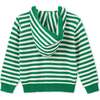 Organic Cotton Knit Cardigan, Green and Ecru Stripe - Cardigans - 3