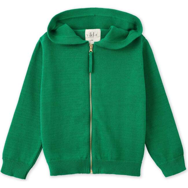 Organic Cotton Knit Cardigan, Green