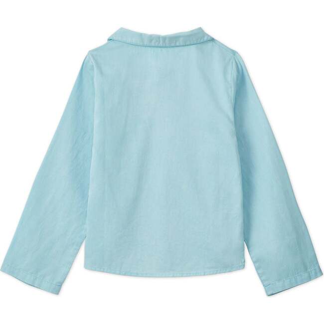 Long Sleeve Organic Cotton Woven Peter Pan Collared Shirt, Sky Blue With Natural Mineral Dye - Shirts - 4