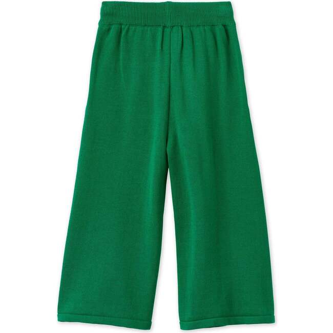 Organic Cotton Knit Wide Leg Trousers, Green - Pants - 3