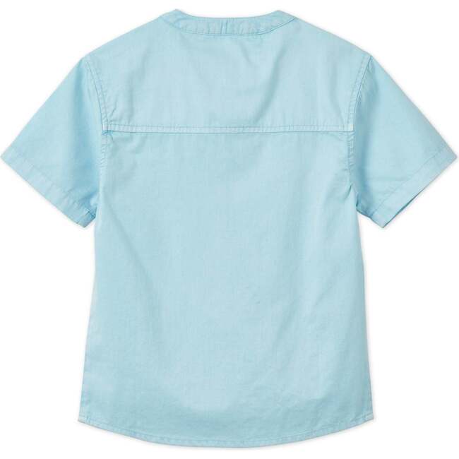 Short Sleeve Organic Cotton Woven Shirt, Sky Blue With Natural Mineral Dye - Shirts - 4