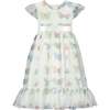 Clara Butterfly Georgette Girls Party Dress, White - Dresses - 1 - thumbnail