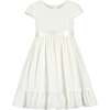 Clara Smocked Floral Embroidered Cotton Girls Occasion Dress, White - Dresses - 1 - thumbnail