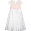 Poppy Cotton Embroidered Smocked Dress, Pink & White - Dresses - 1 - thumbnail