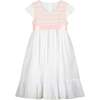 Poppy Cotton Embroidered Smocked Baby Dress, Pink & White - Dresses - 1 - thumbnail