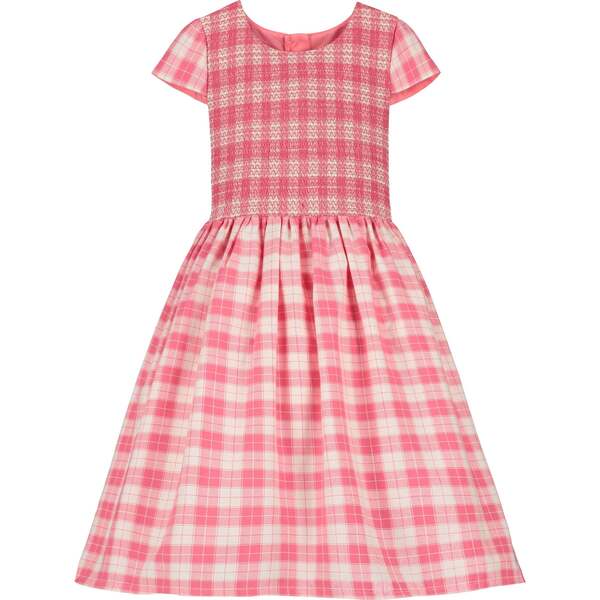 Bonnie Plaid Cotton Smocked Girls Party Dress, Pink - Holly Hastie ...