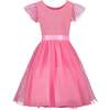 Confetti Embroidered Smocked Tulle Girls Party Dress, Candy Pink - Dresses - 1 - thumbnail