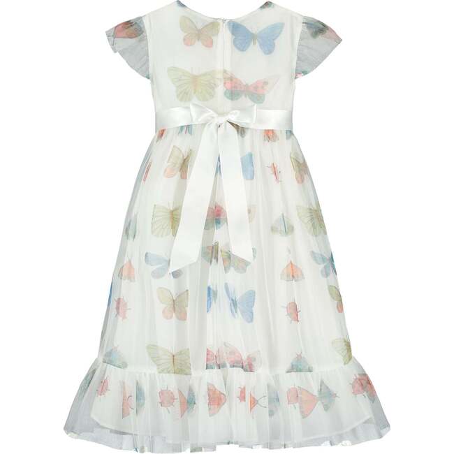 Clara Butterfly Georgette Girls Party Dress, White - Dresses - 3