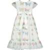 Clara Butterfly Georgette Girls Party Dress, White - Dresses - 3 - thumbnail
