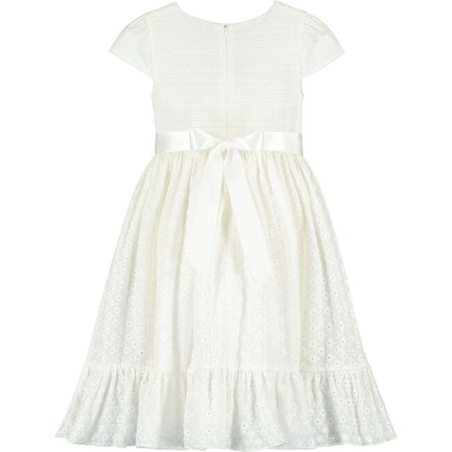 Clara Smocked Floral Embroidered Cotton Baby Occasion Dress, White