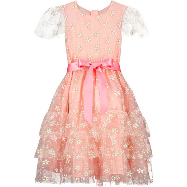 Cinderella Pink & Gold Blossom Tulle Girls Party Dress