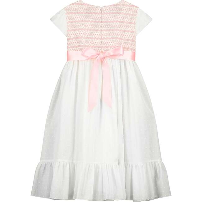 Poppy Cotton Embroidered Smocked Dress, Pink & White - Dresses - 3