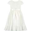 Clara Smocked Floral Embroidered Cotton Girls Occasion Dress, White - Dresses - 3