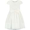 Florence Embroidered Cotton Bow Baby Occasion Dress, White - Dresses - 1 - thumbnail