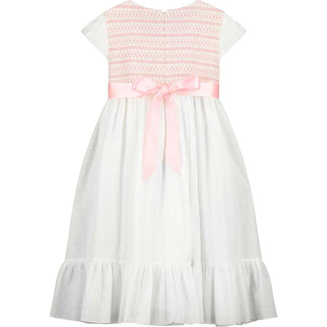Poppy Cotton Embroidered Smocked Baby Dress, Pink & White