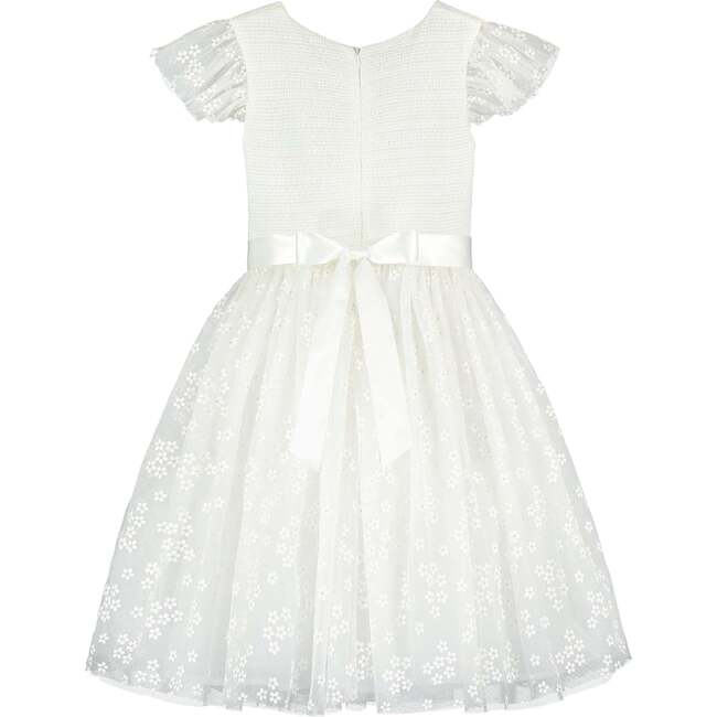 Confetti Smocked Blossom Tulle Girls Occasion Dress, White - Dresses - 2