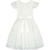 Confetti Smocked Blossom Tulle Girls Occasion Dress, White - Dresses - 3