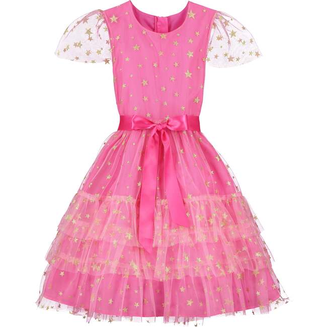 Cinderella Star Tulle Frill Luxury Party Dress, Candy Pink