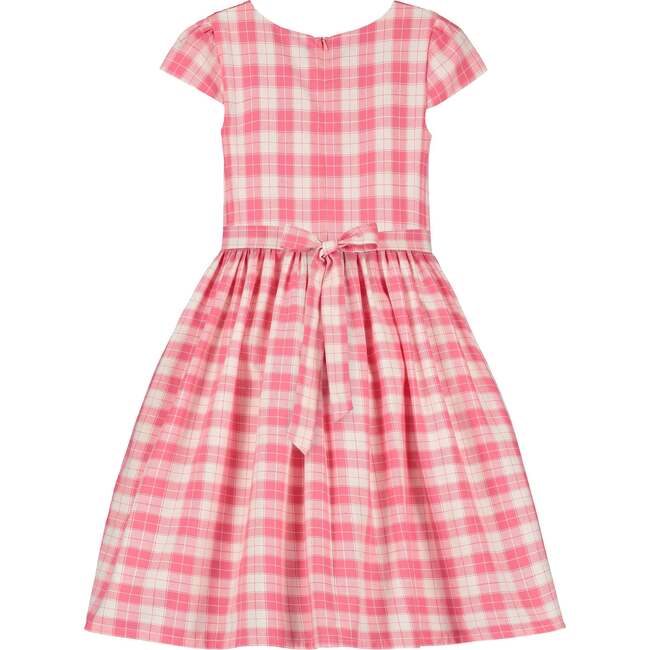 Bonnie Plaid Cotton Smocked Girls Party Dress, Pink - Dresses - 3
