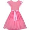Confetti Embroidered Smocked Tulle Girls Party Dress, Candy Pink - Dresses - 3