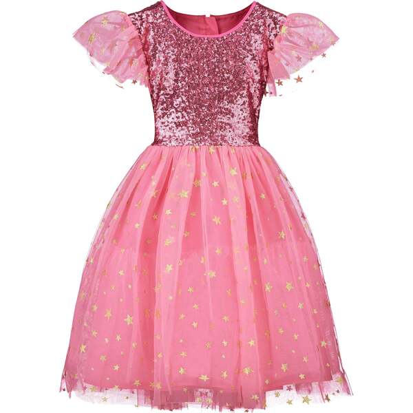 Shimmer Sequin Star Tulle Girls Party Dress, Candy Pink - Holly Hastie ...