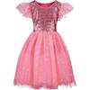 Shimmer Sequin Star Tulle Girls Party Dress, Candy Pink - Dresses - 1 - thumbnail