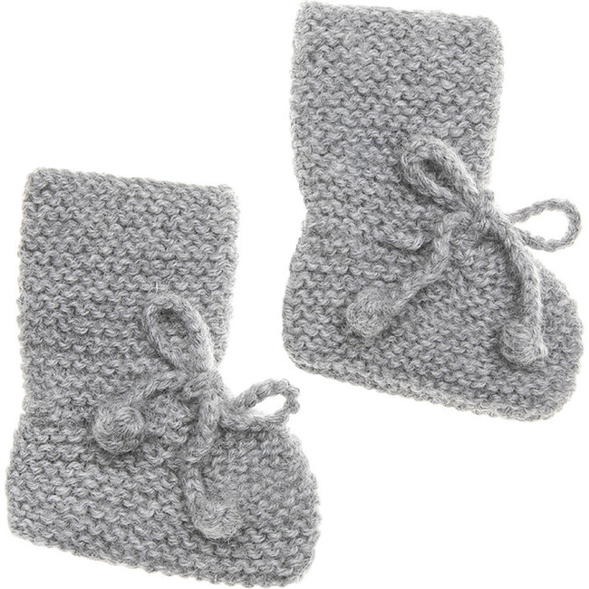 Knitted Booties, Grey - Booties - 1